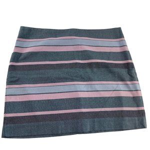 Gap Womens Mini Skirt Size 4 Blue Pink Stripe Short Pencil Lined Cotton Blend